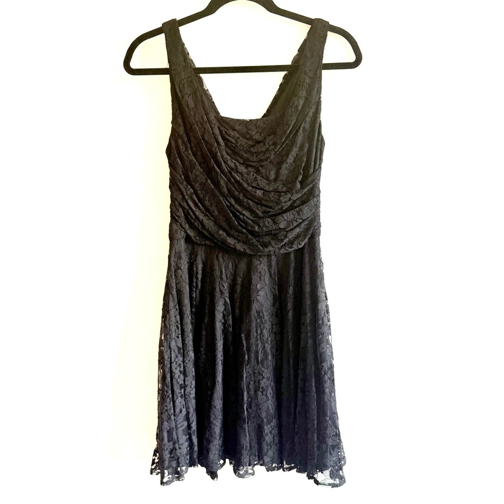 Express Black Ruched Fit and Flare Mini Dress